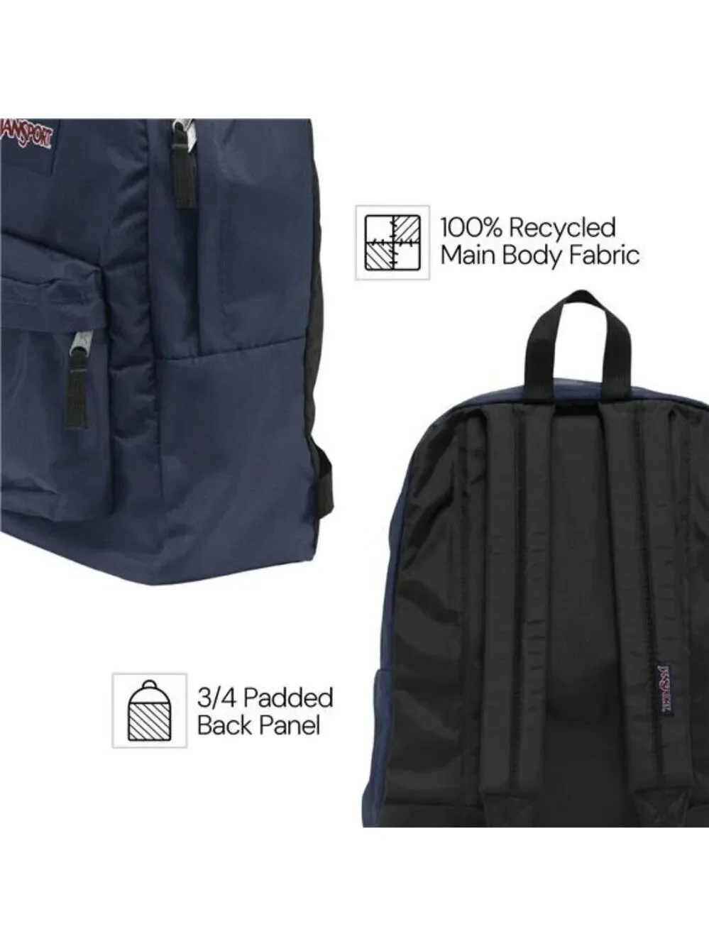 JanSport SuperBreak Backpack Black Lightweight Durable School Travel Bookbag